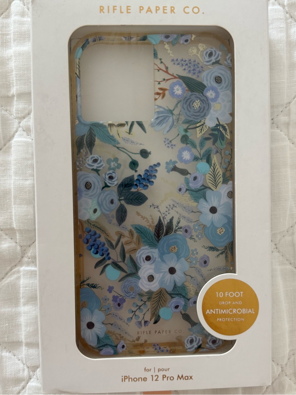 Rifle Paper Co. Blue Floral iPhone 12 Pro Max Case with Gold Accents